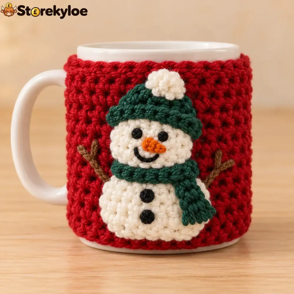 🎄christmas Crochet Mug Cozy - ⛄ Festive Snowman