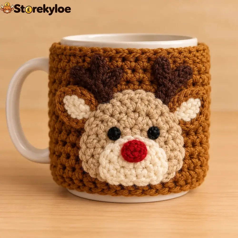 🎄christmas Crochet Mug Cozy - 🦌 Holiday Reindeer