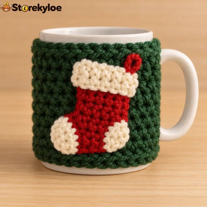 🎄christmas Crochet Mug Cozy - 🧦 Christmas Stocking