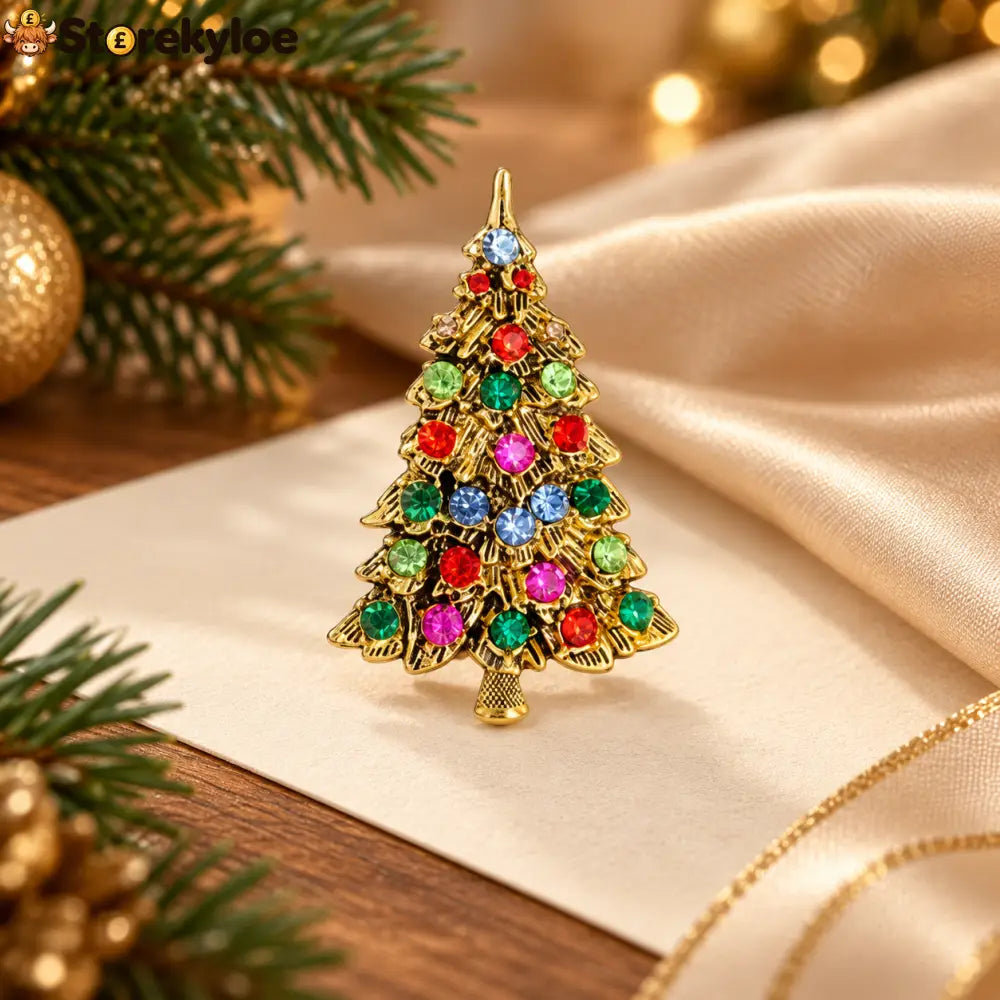 Christmas Crystal Brooch Set Xmas Candy Cane Tree Gift Box Brooch Pin For Women Holiday Lapel Jewelry For Coat Scarf