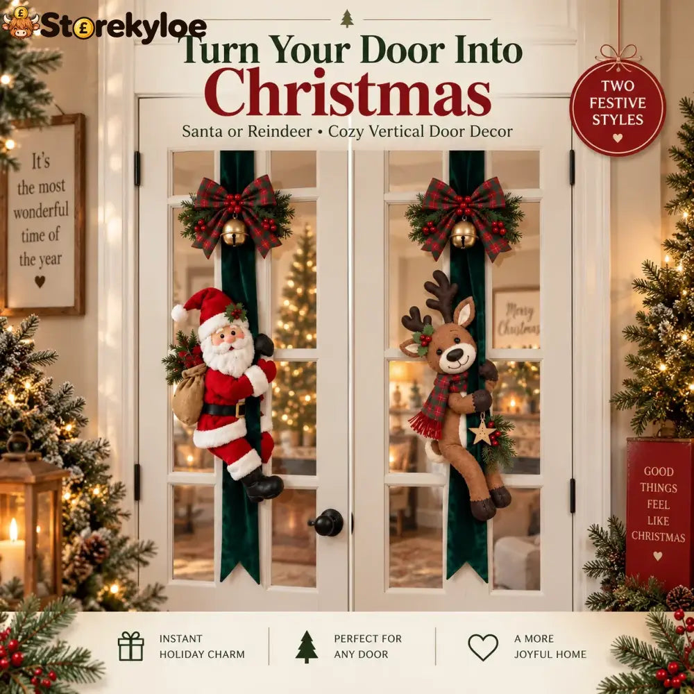 🎄christmas Door Hugger – Santa Or Reindeer Plush Hanging Decor