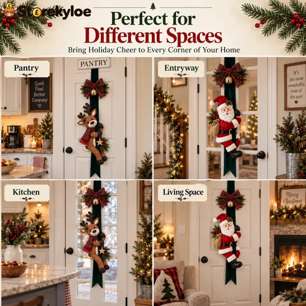 🎄christmas Door Hugger – Santa Or Reindeer Plush Hanging Decor