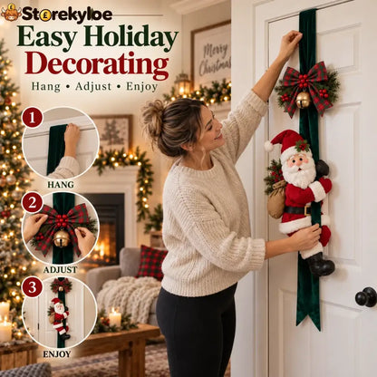 🎄christmas Door Hugger – Santa Or Reindeer Plush Hanging Decor