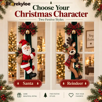 🎄christmas Door Hugger – Santa Or Reindeer Plush Hanging Decor - Santa