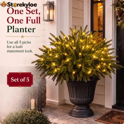 Christmas Enchanted Evergreen Pine– Set of 5