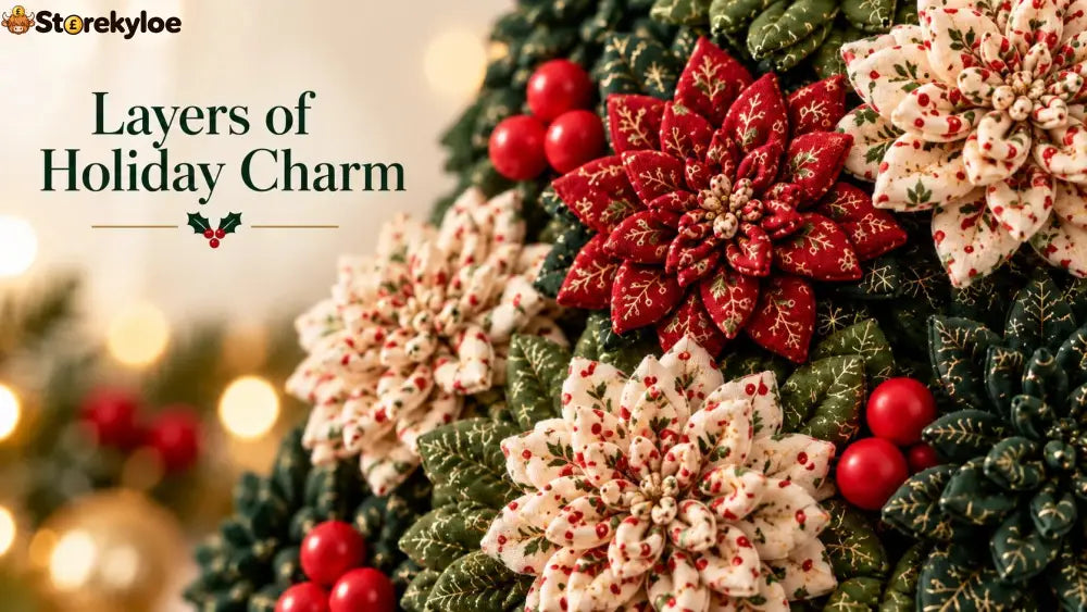 🎄✨Christmas Fabric Flower Door Hanging DIY Kit – Layered Holiday Décor