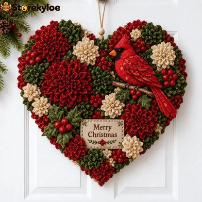 🎄✨Christmas Fabric Flower Door Hanging DIY Kit – Layered Holiday Décor - ❤️ Cardinal Christmas / Approximately: 15