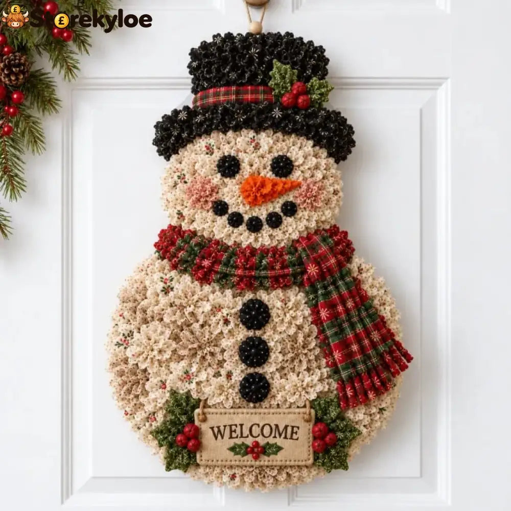 🎄✨Christmas Fabric Flower Door Hanging DIY Kit – Layered Holiday Décor - ⛄ Snowman Welcome / Approximately: 15 inches
