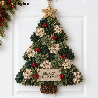 🎄✨Christmas Fabric Flower Door Hanging DIY Kit – Layered Holiday Décor - 🎄 Christmas Tree / Approximately: 15 inches