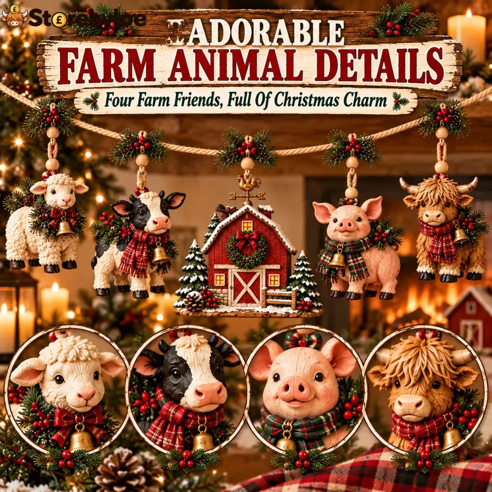 🐄 Christmas Farm Friends Hanging Mantel Garland - ❤Buy 1