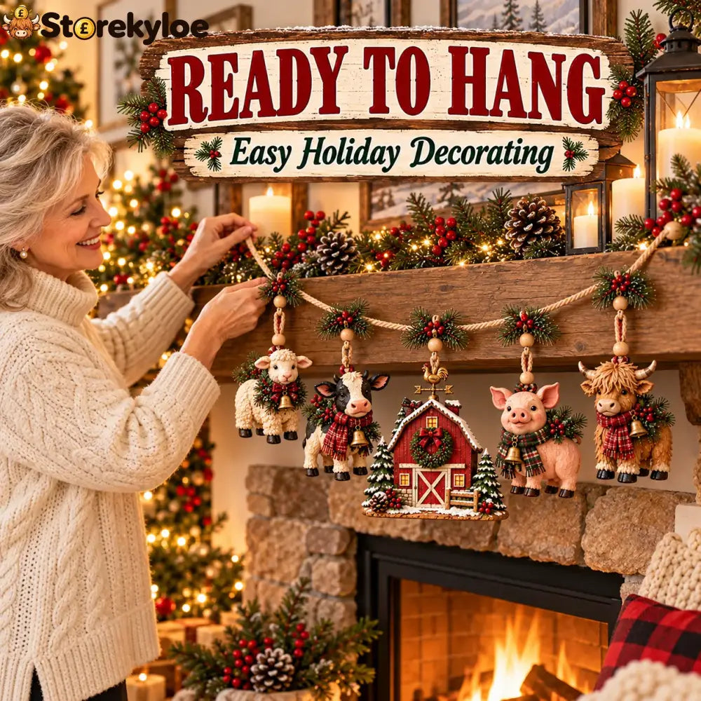🐄 Christmas Farm Friends Hanging Mantel Garland - ❤Buy 1