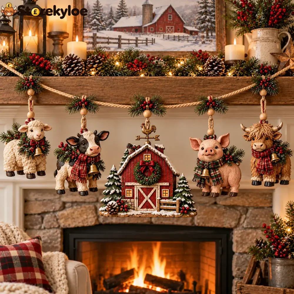 🐄 Christmas Farm Friends Hanging Mantel Garland - ❤Buy 1