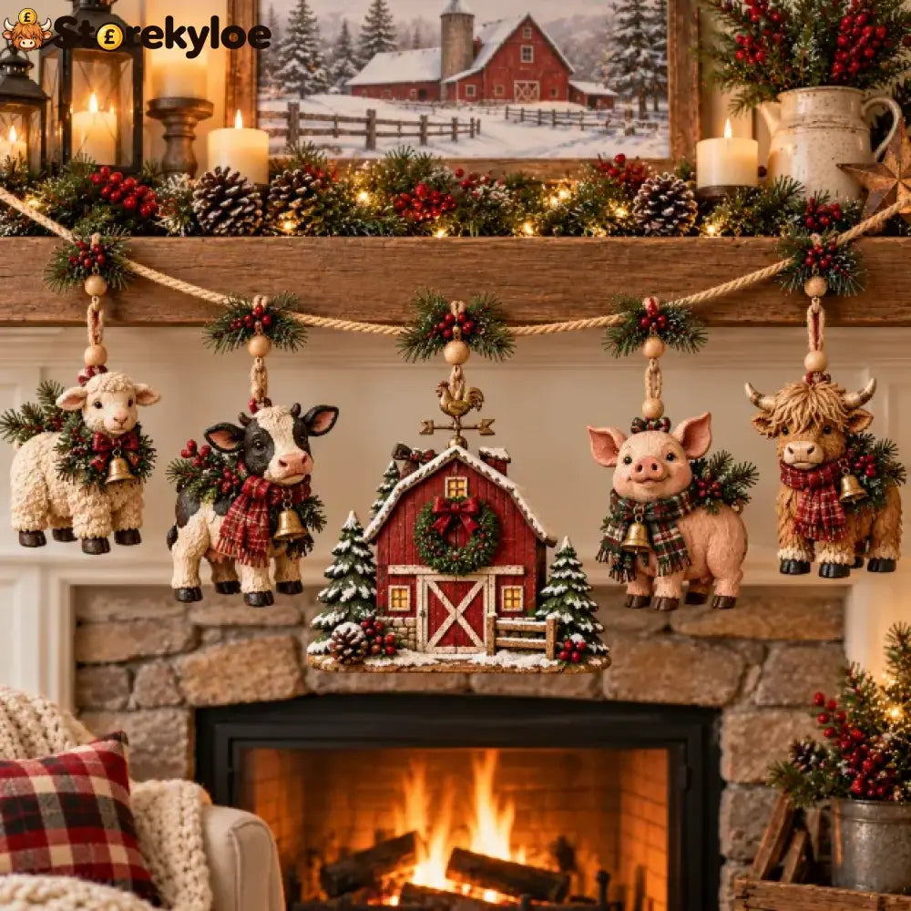 🐄 Christmas Farm Friends Hanging Mantel Garland - ❤Buy 1