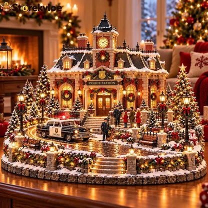 🎄 Christmas Firehouse Village™ – Warm Led Lights Vintage Fire Trucks & Cozy Holiday Display - Main Street Patrol™