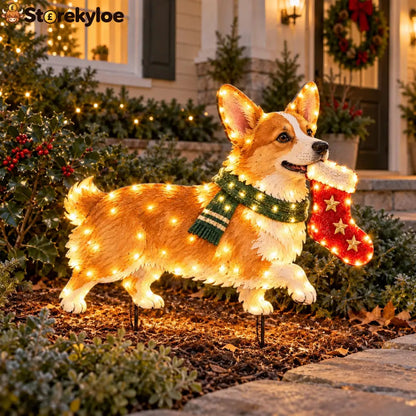 ✨🐕Christmas Glow Pup Collection – Lighted Holiday Dog Yard Decor - Corgi