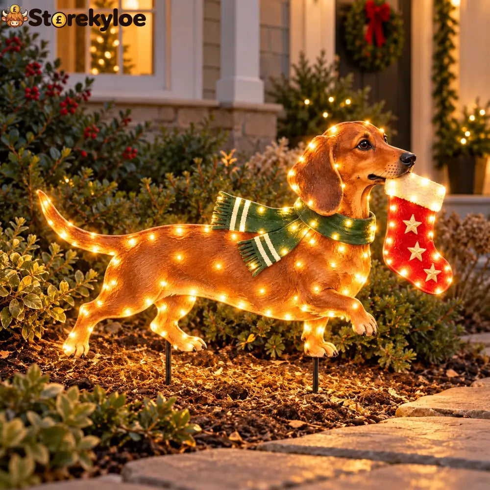 ✨🐕Christmas Glow Pup Collection – Lighted Holiday Dog Yard Decor - Dachshund