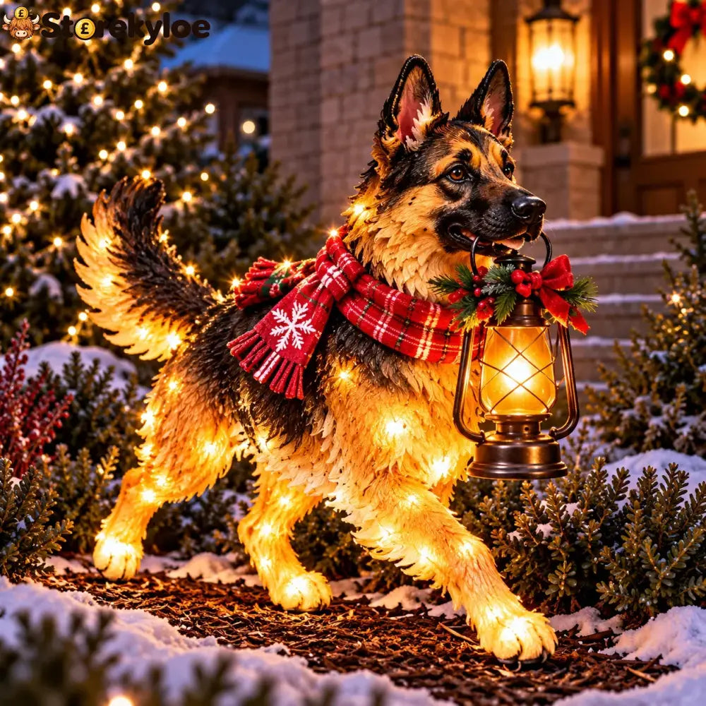 ✨🐶 Christmas Glow Pup Collection – Lighted Holiday Dog Yard Decor - 🏮 Shepherd Lantern
