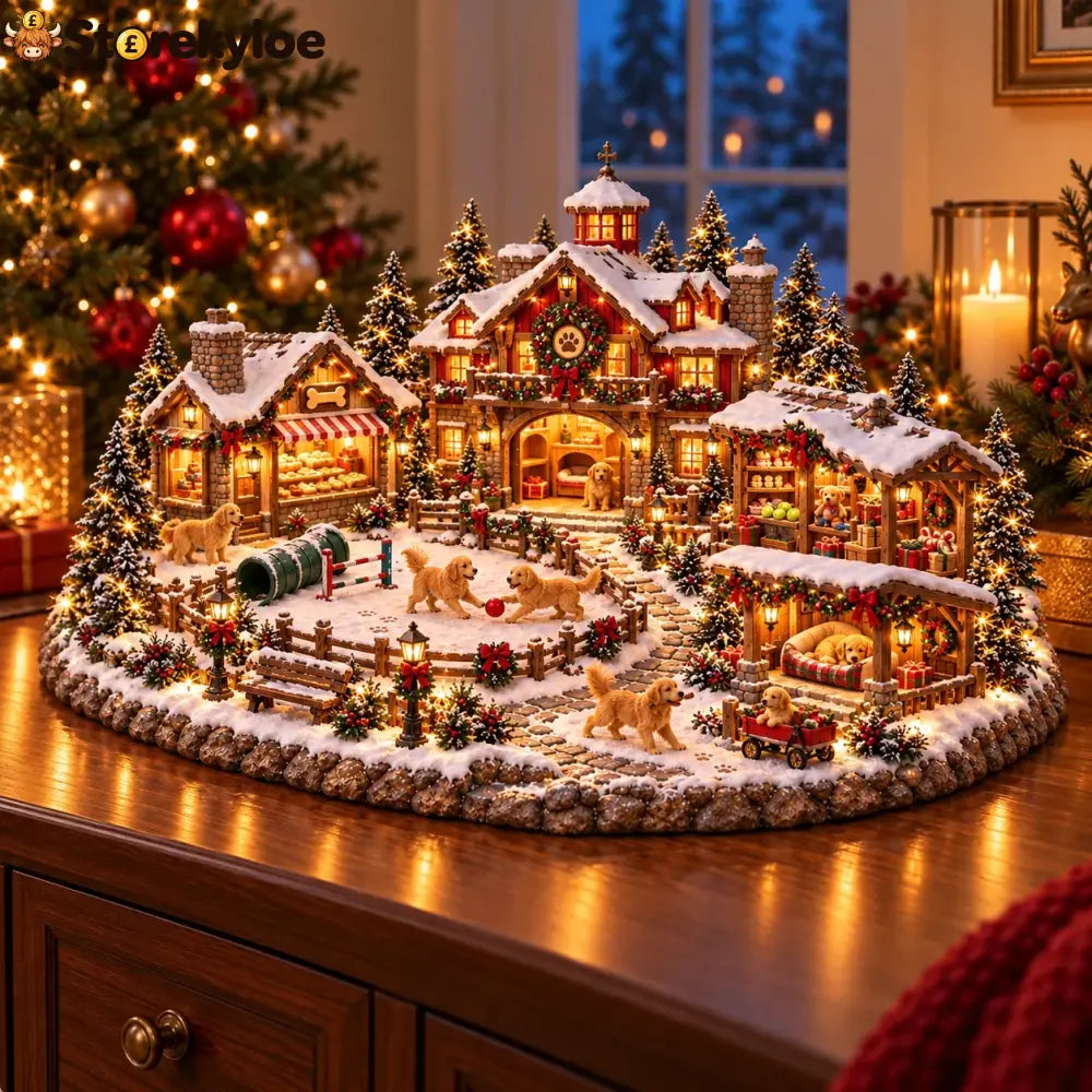 Christmas Golden Retriever Village – Lighted Dog Lover’s Holiday Scene