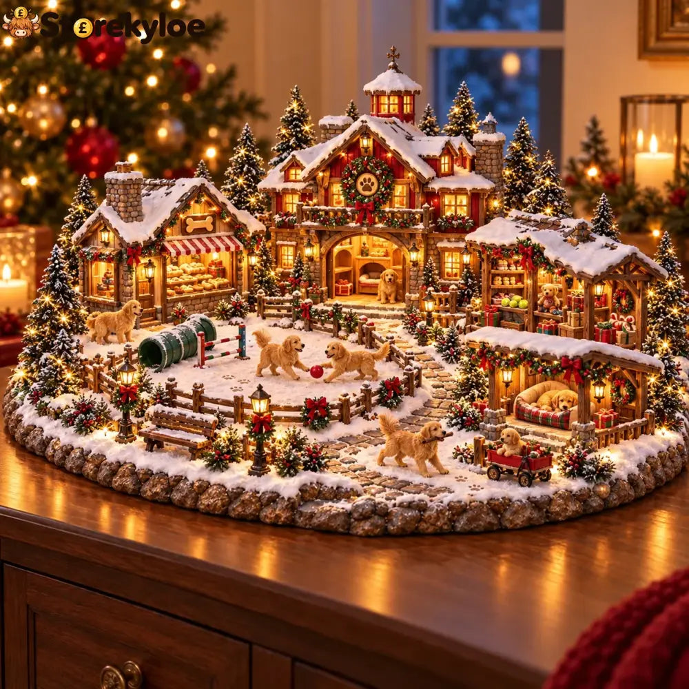 Christmas Golden Retriever Village – Lighted Dog Lover’s Holiday Scene