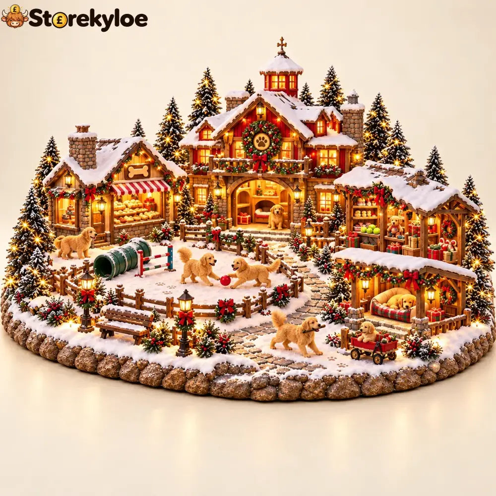 Christmas Golden Retriever Village – Lighted Dog Lover’s Holiday Scene
