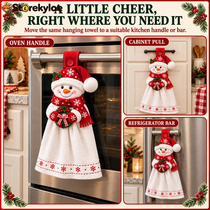 🎄 Christmas Hanging Hand Towel | Button-On Loop Keeps It Within Reach
