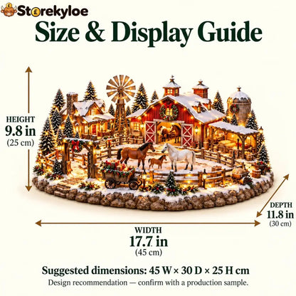 🐴🎄 Christmas Horse Stable Village – Lighted Equestrian Holiday Scene