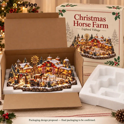 🐴🎄 Christmas Horse Stable Village – Lighted Equestrian Holiday Scene
