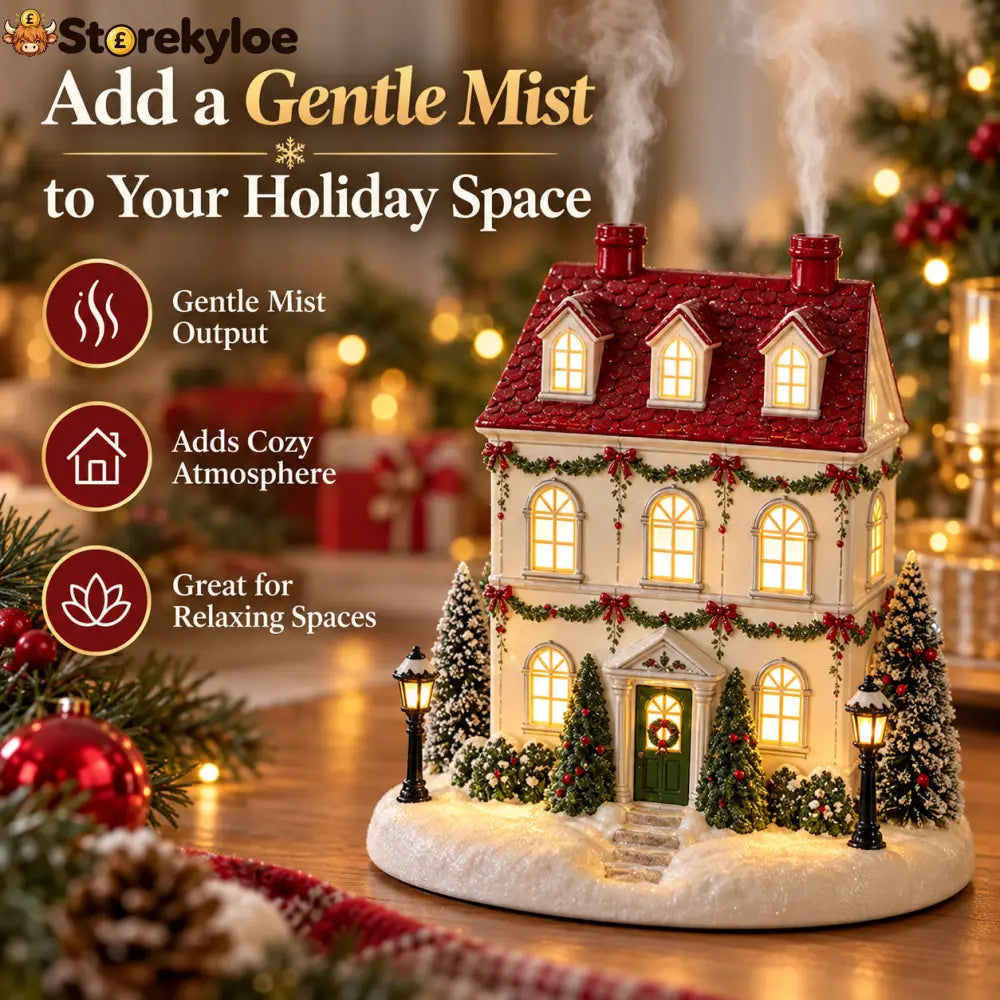 🎄 Christmas House Aroma Diffuser – Warm Light & Gentle Mist Holiday Decor