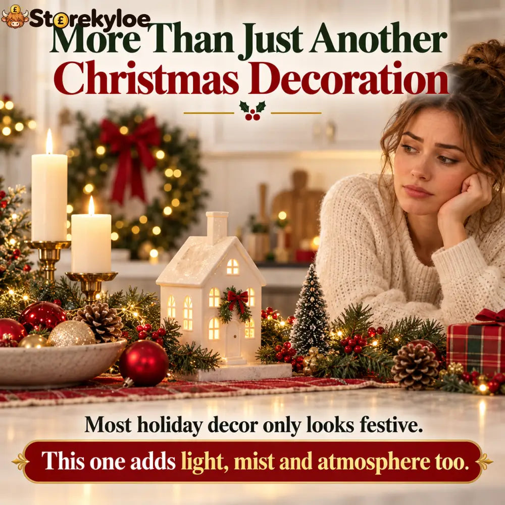 🎄 Christmas House Aroma Diffuser – Warm Light & Gentle Mist Holiday Decor