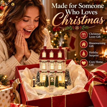 🎄 Christmas House Aroma Diffuser – Warm Light & Gentle Mist Holiday Decor
