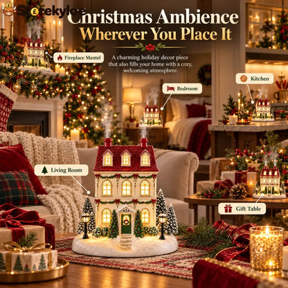 🎄 Christmas House Aroma Diffuser – Warm Light & Gentle Mist Holiday Decor