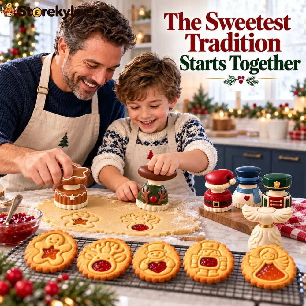 😍Christmas Jam Cookie Press – Festive Character Handles & Embossed Designs