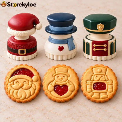 😍Christmas Jam Cookie Press – Festive Character Handles & Embossed Designs