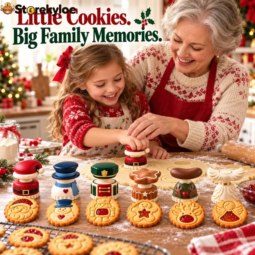 😍Christmas Jam Cookie Press – Festive Character Handles & Embossed Designs