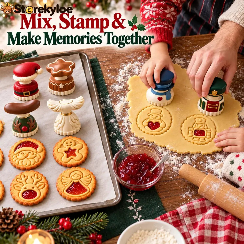 😍Christmas Jam Cookie Press – Festive Character Handles & Embossed Designs