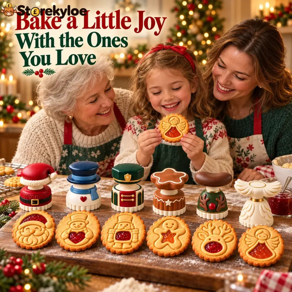 😍Christmas Jam Cookie Press – Festive Character Handles & Embossed Designs