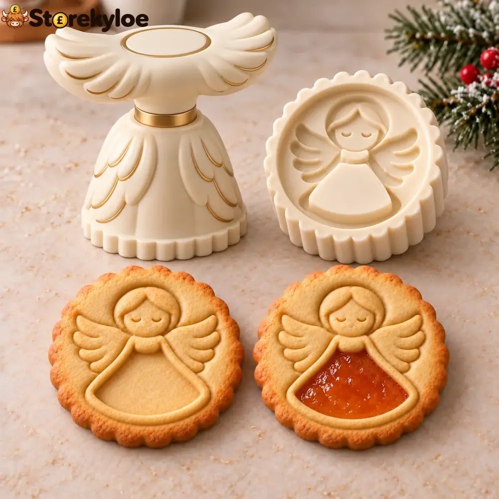 😍Christmas Jam Cookie Press – Festive Character Handles & Embossed Designs - Christmas Angel