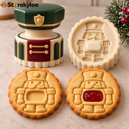 😍Christmas Jam Cookie Press – Festive Character Handles & Embossed Designs - Nutcracker