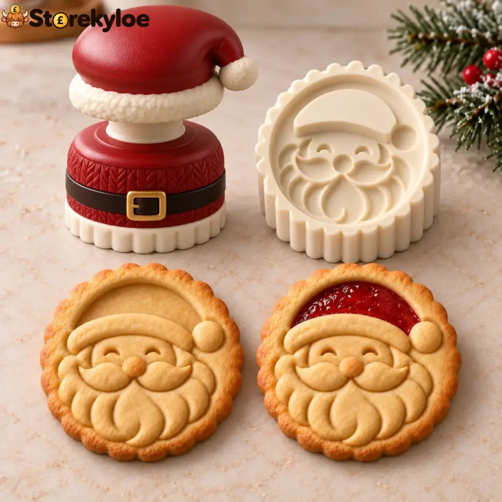 😍Christmas Jam Cookie Press – Festive Character Handles & Embossed Designs - Santa Claus
