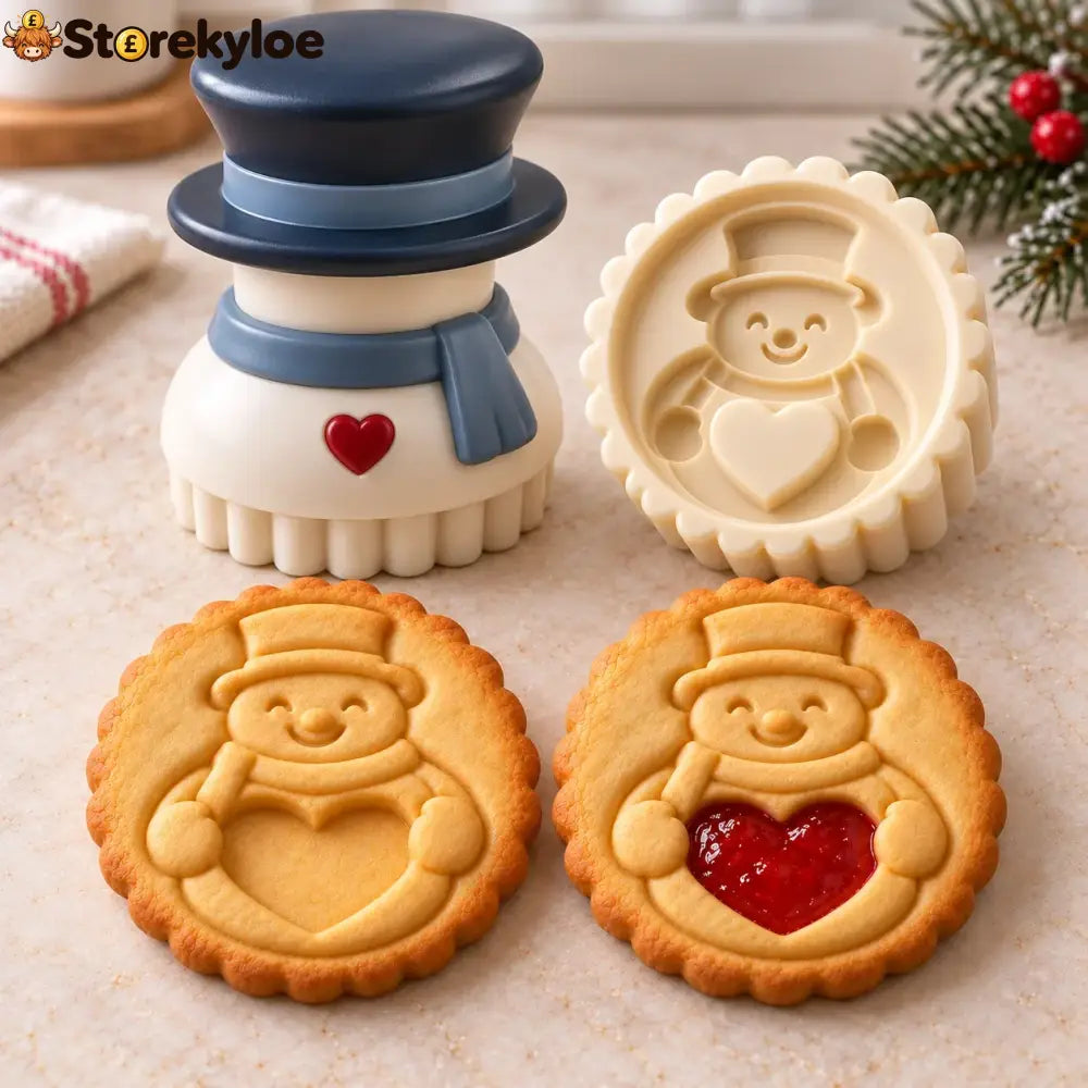 😍Christmas Jam Cookie Press – Festive Character Handles & Embossed Designs - Snowman