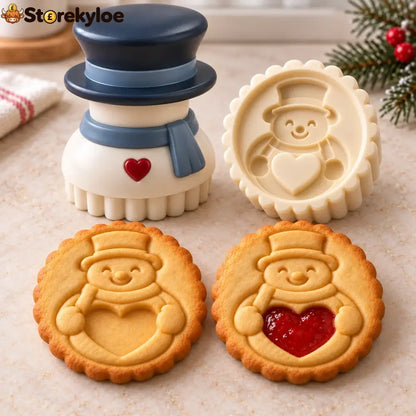 😍Christmas Jam Cookie Press – Festive Character Handles & Embossed Designs - Snowman