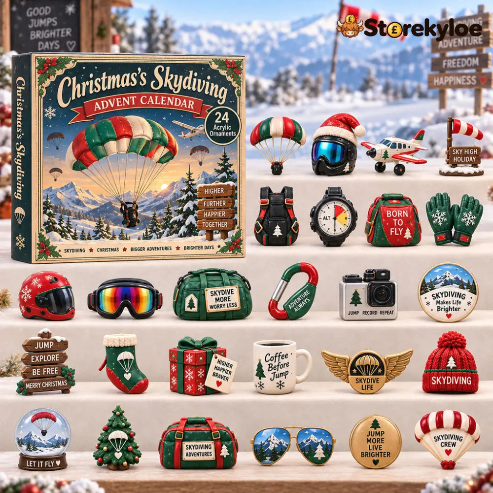 CHRISTMAS KICKOFF 48% OFF - 2026 Christmas’s Skydiving Advent Calendar 24‑Piece Mini Acrylic Ornament Set Extreme‑Sport