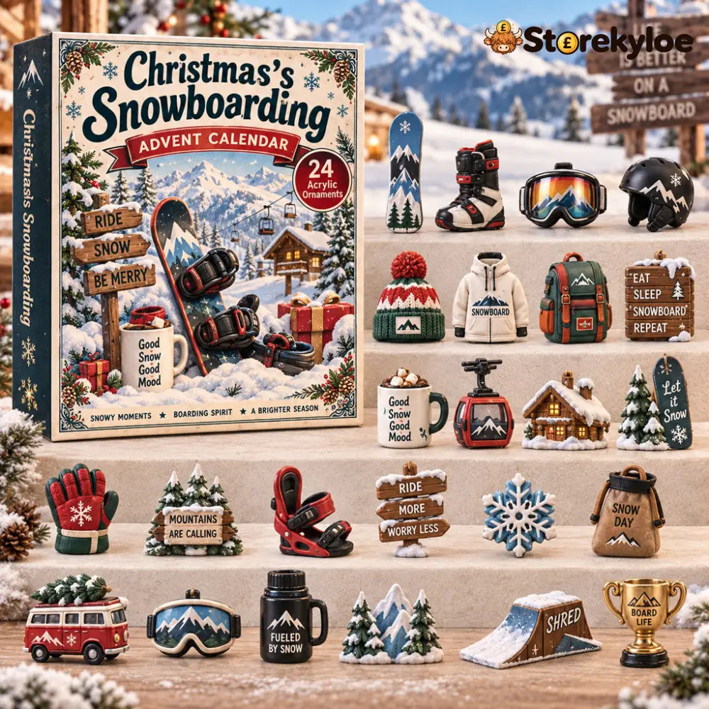 CHRISTMAS KICKOFF 48% OFF - 2026 Christmas’s Snowboarding Advent Calendar 24‑Piece Mini Acrylic Ornament Set Winter