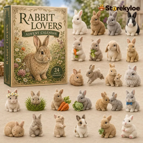 CHRISTMAS KICKOFF 48% OFF - 2026 Rabbit Lovers Advent Calendar 24‑Piece Mini Acrylic Ornament Set Whimsical Woodland