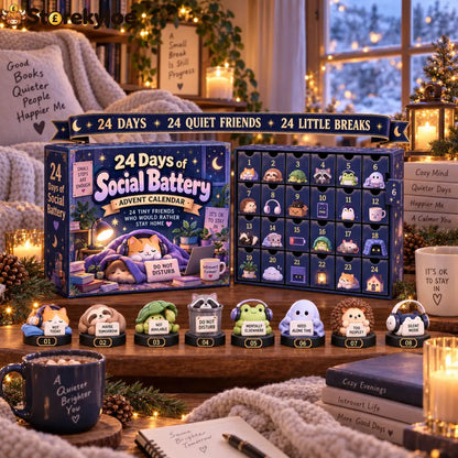 Christmas Kickoff 48% Off - 2026 Social Battery Advent Calendar | 24 Quiet Friends Introvert Themed Mini Figures