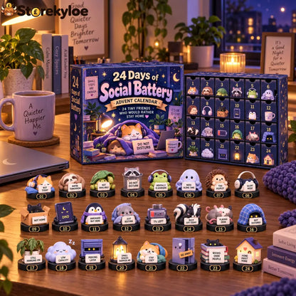 Christmas Kickoff 48% Off - 2026 Social Battery Advent Calendar | 24 Quiet Friends Introvert Themed Mini Figures
