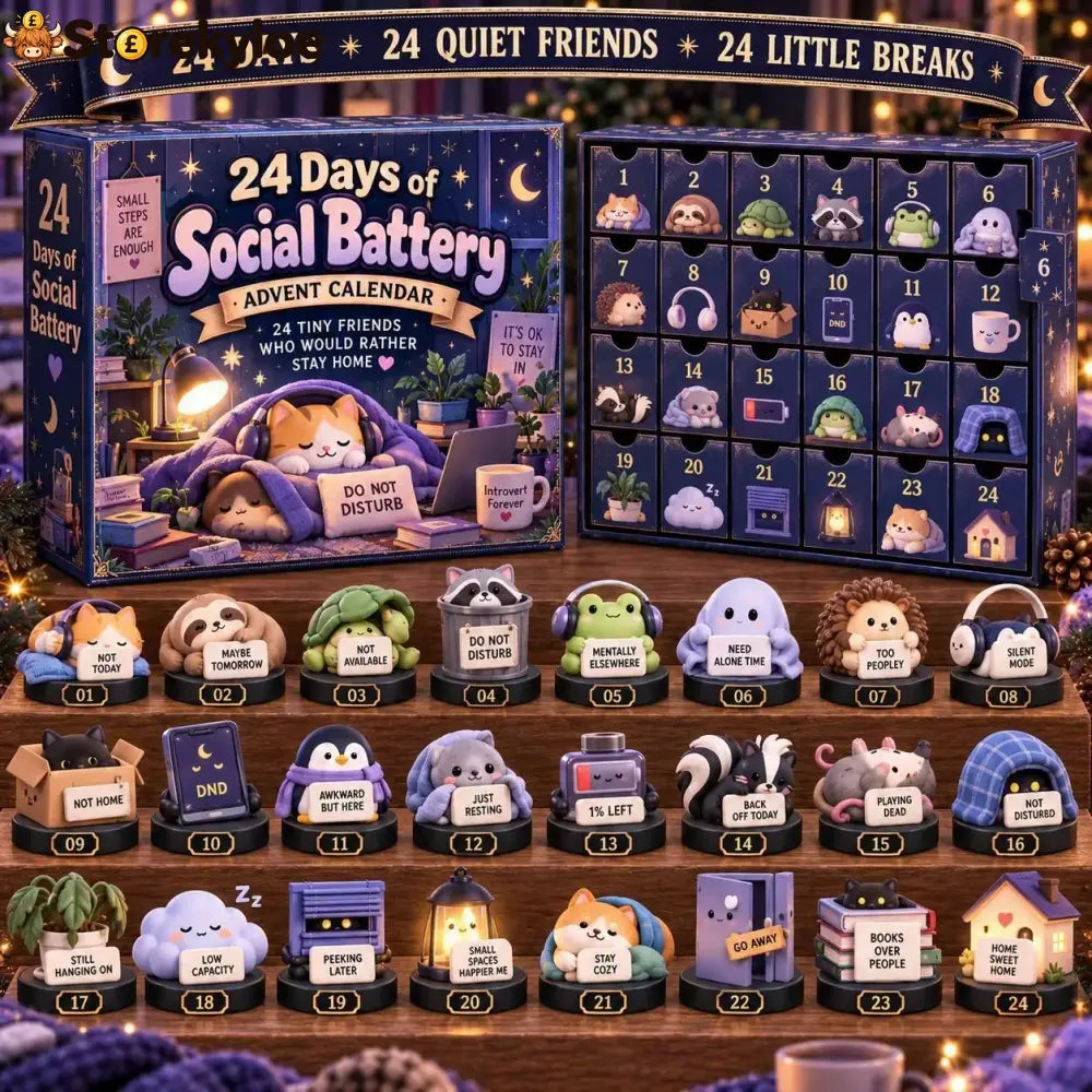 Christmas Kickoff 48% Off - 2026 Social Battery Advent Calendar | 24 Quiet Friends Introvert Themed Mini Figures
