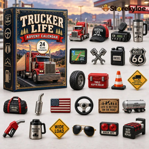 CHRISTMAS KICKOFF 48% OFF - 2026 Trucker Life Advent Calendar 24‑Piece Mini Acrylic Ornament Set Highway Long‑Haul