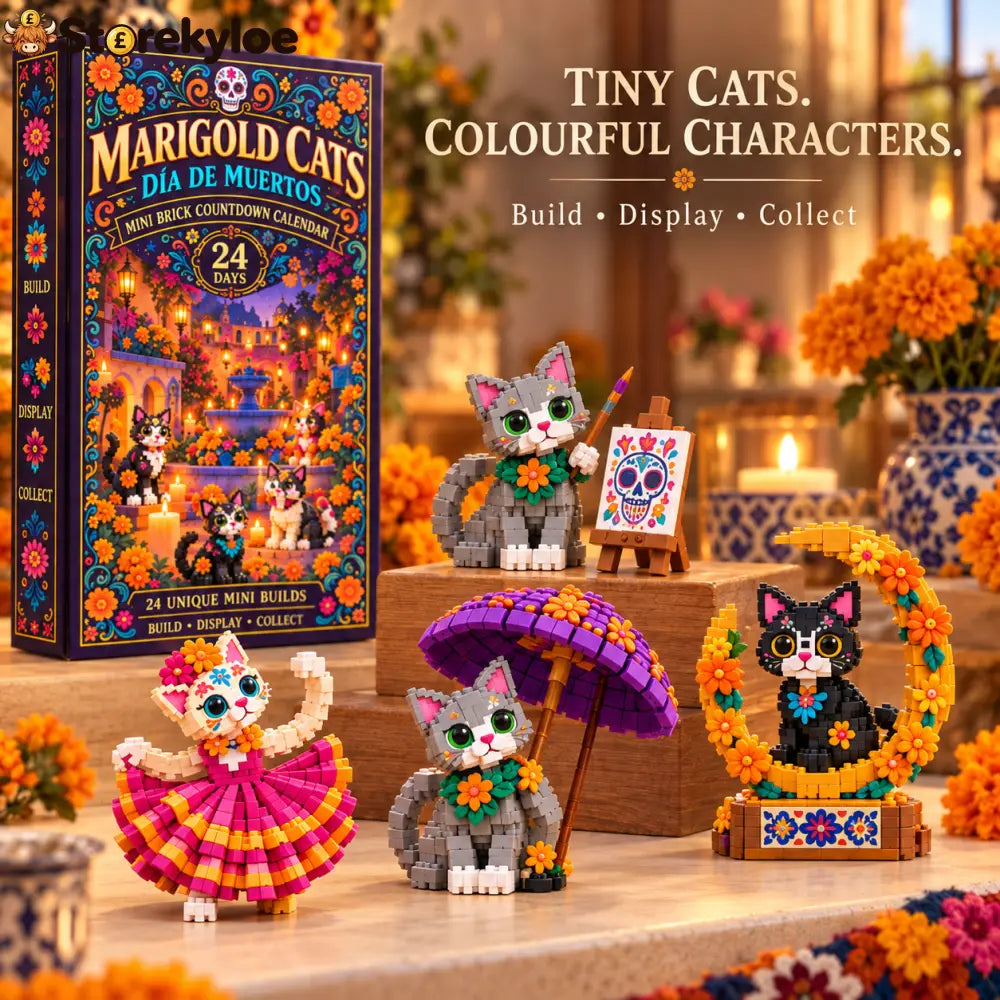 CHRISTMAS KICKOFF 49% OFF - 2026 Days of Marigold Cats Blind Box - 24-Day Festive Countdown Day of the Dead Cat Themed