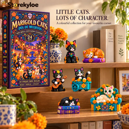 CHRISTMAS KICKOFF 49% OFF - 2026 Days of Marigold Cats Blind Box - 24-Day Festive Countdown Day of the Dead Cat Themed